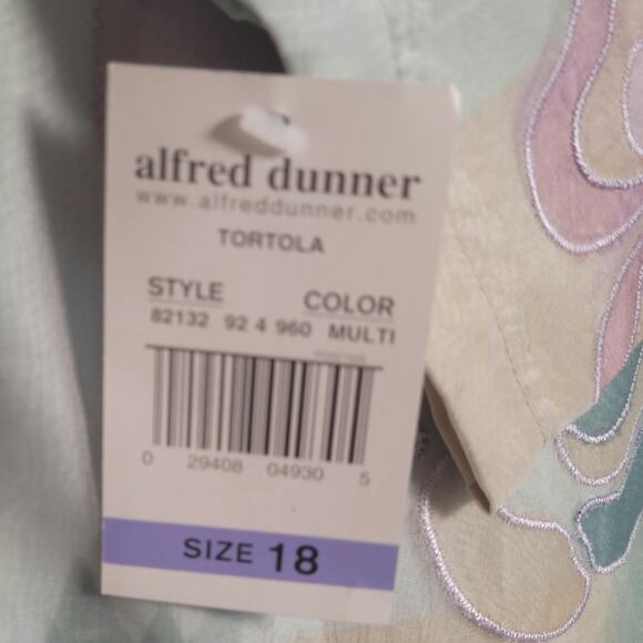 Alfred Dunner Tortola Silk Blouse 18 Pastel Multi Floral Embroidered Shirt READ - Picture 7 of 9